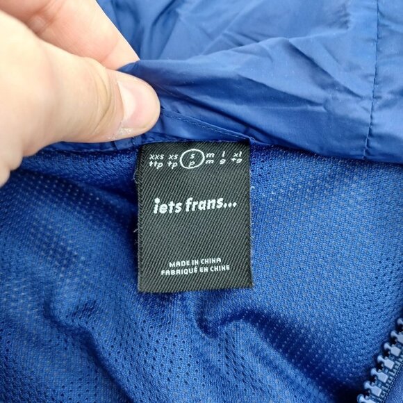 iets frans UO Blue + White Printed Cropped Fleece Jacket Women's S Fair Isle - Picture 9 of 12